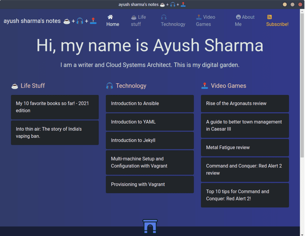 ayushsharma.in on Ubuntu 20.04 as a native Linux app.