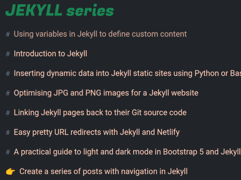 Banner image for Create a series of posts with navigation in Jekyll