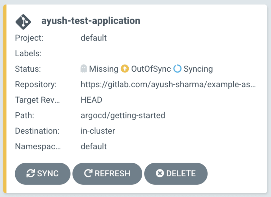 Getting started with ArgoCD application syncing.